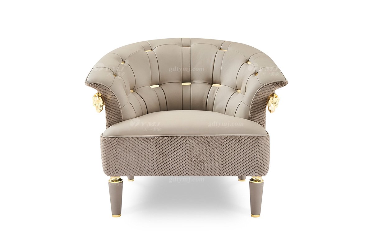 意式輕奢家具高端別墅會所家用時(shí)尚高級金屬灰色全皮單位沙發(fā)三位沙發(fā)