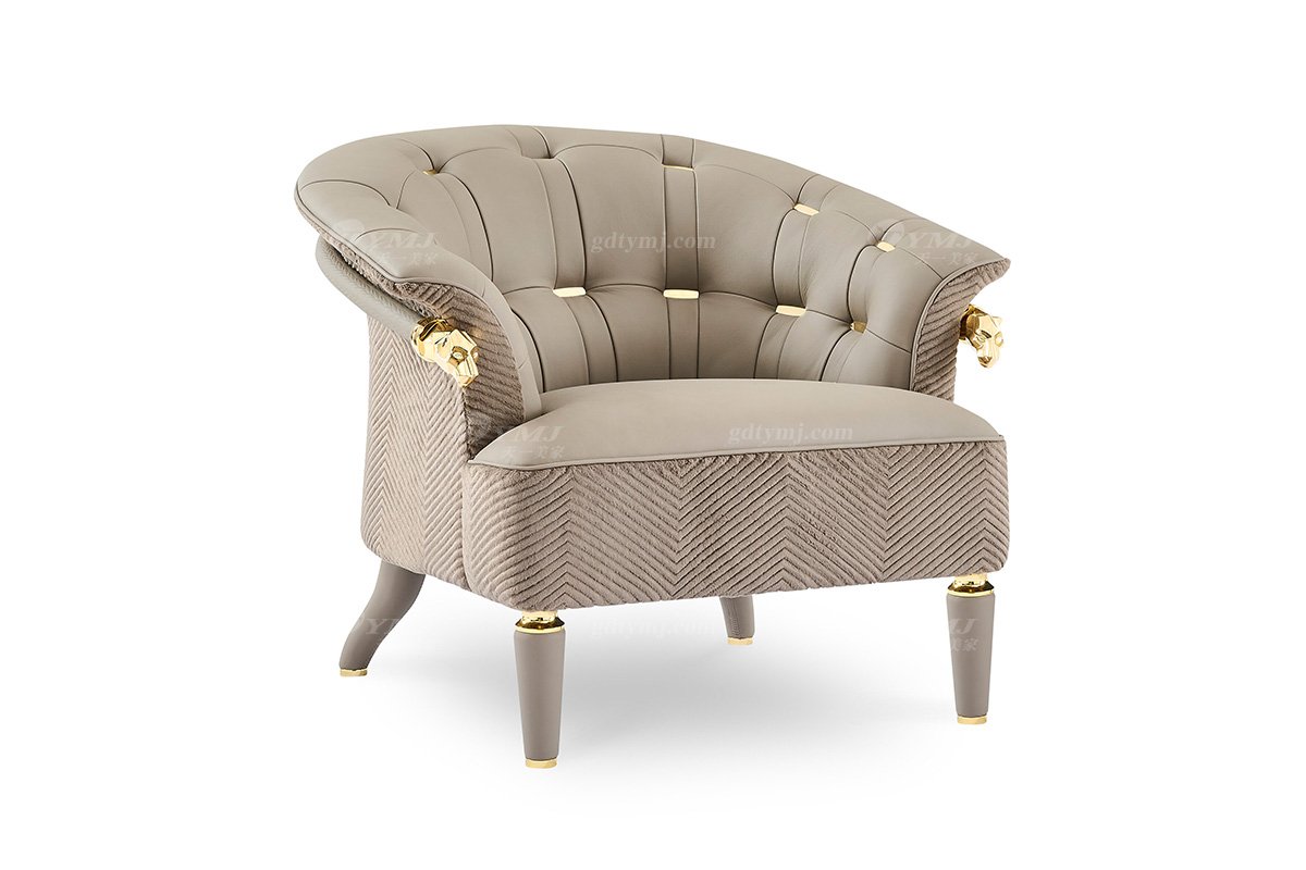 意式輕奢家具高端別墅會所家用時尚高級金屬灰色全皮單位沙發(fā)三位沙發(fā)FB123SF1-1