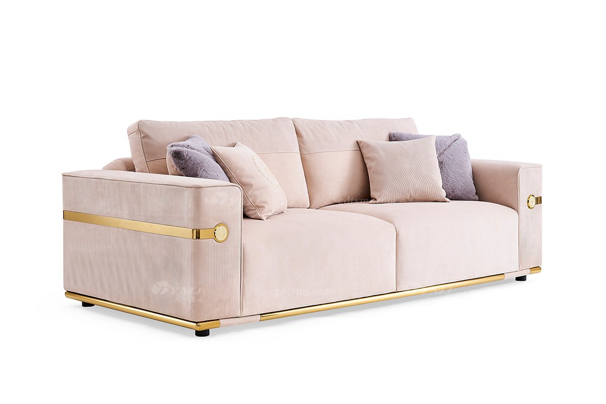 意式輕奢家具高端別墅會所家用時尚舒適大氣卡其色三位沙發(fā)FB129SF3-1