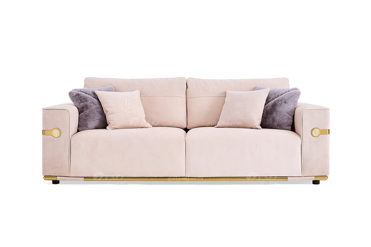 意式輕奢家具高端別墅會所家用時尚舒適大氣卡其色三位沙發(fā)