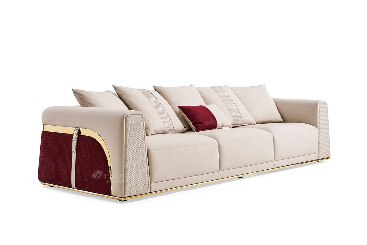 意式輕奢家具高端別墅會(huì)所家用時(shí)尚舒適大氣豪宅真皮二人位沙發(fā)三人位沙發(fā)FB131SF3-1