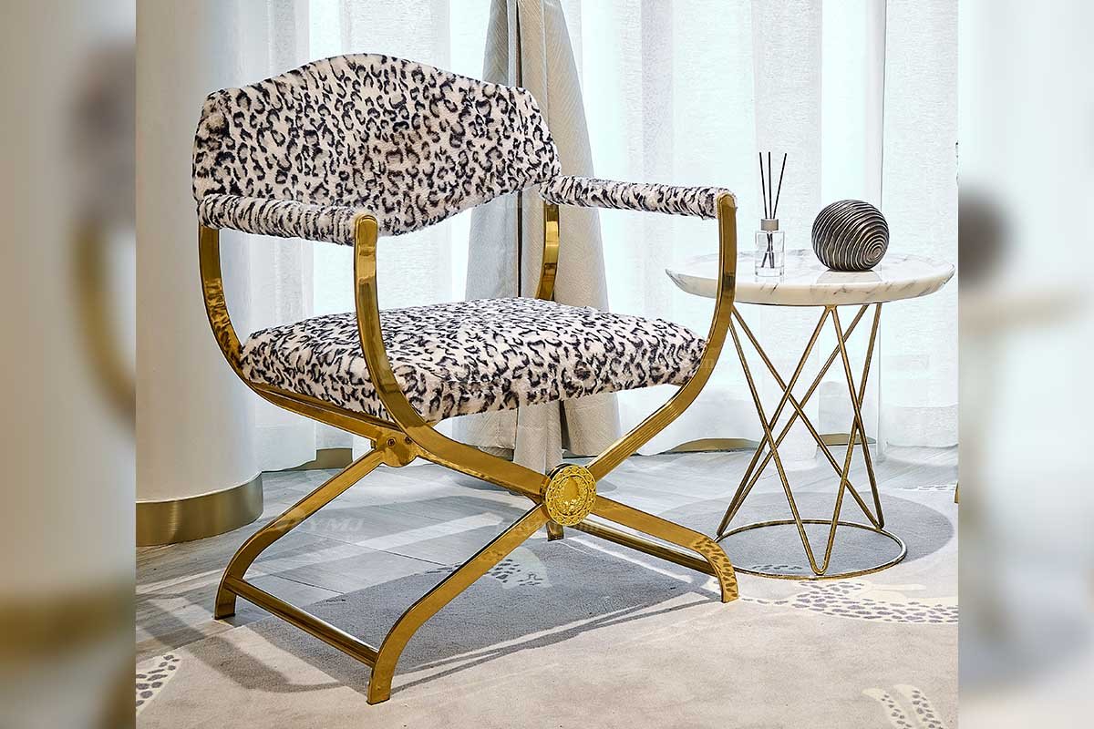 意式輕奢家具高端別墅會所大宅家用高級鈦金屬休閑椅FB122H41場景