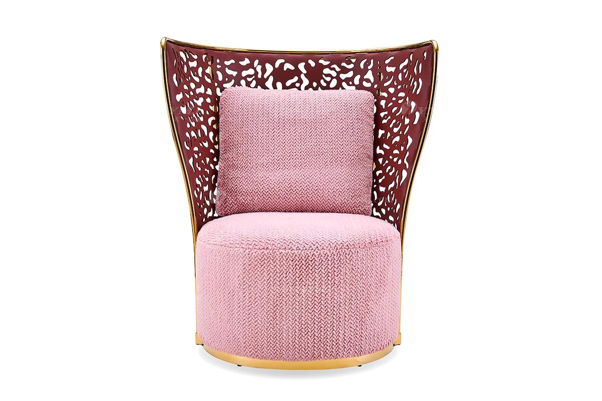 意式輕奢家具高端別墅會(huì)所大宅家用高級(jí)布藝+金屬休閑椅