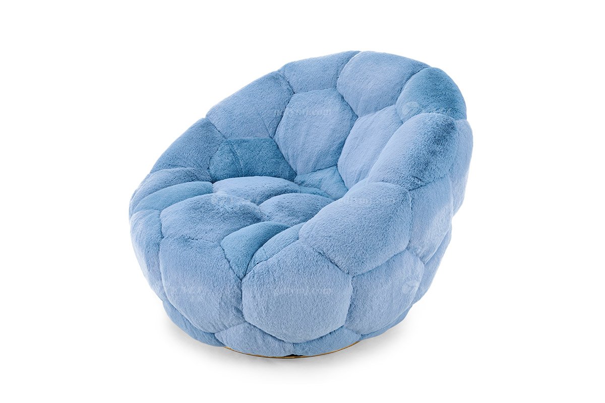 意式輕奢家具高端別墅會(huì)所大宅家用時(shí)尚淺藍(lán)色絨布藝懶人單椅躺椅休閑椅FB137CH（1）