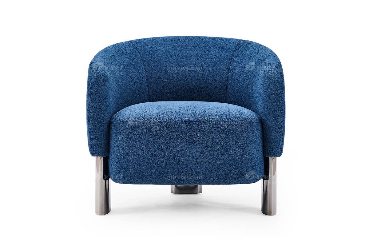 意式輕奢家具高端別墅會所大宅家用時(shí)尚舒適藍(lán)色絨布藝單位沙發(fā)休閑椅