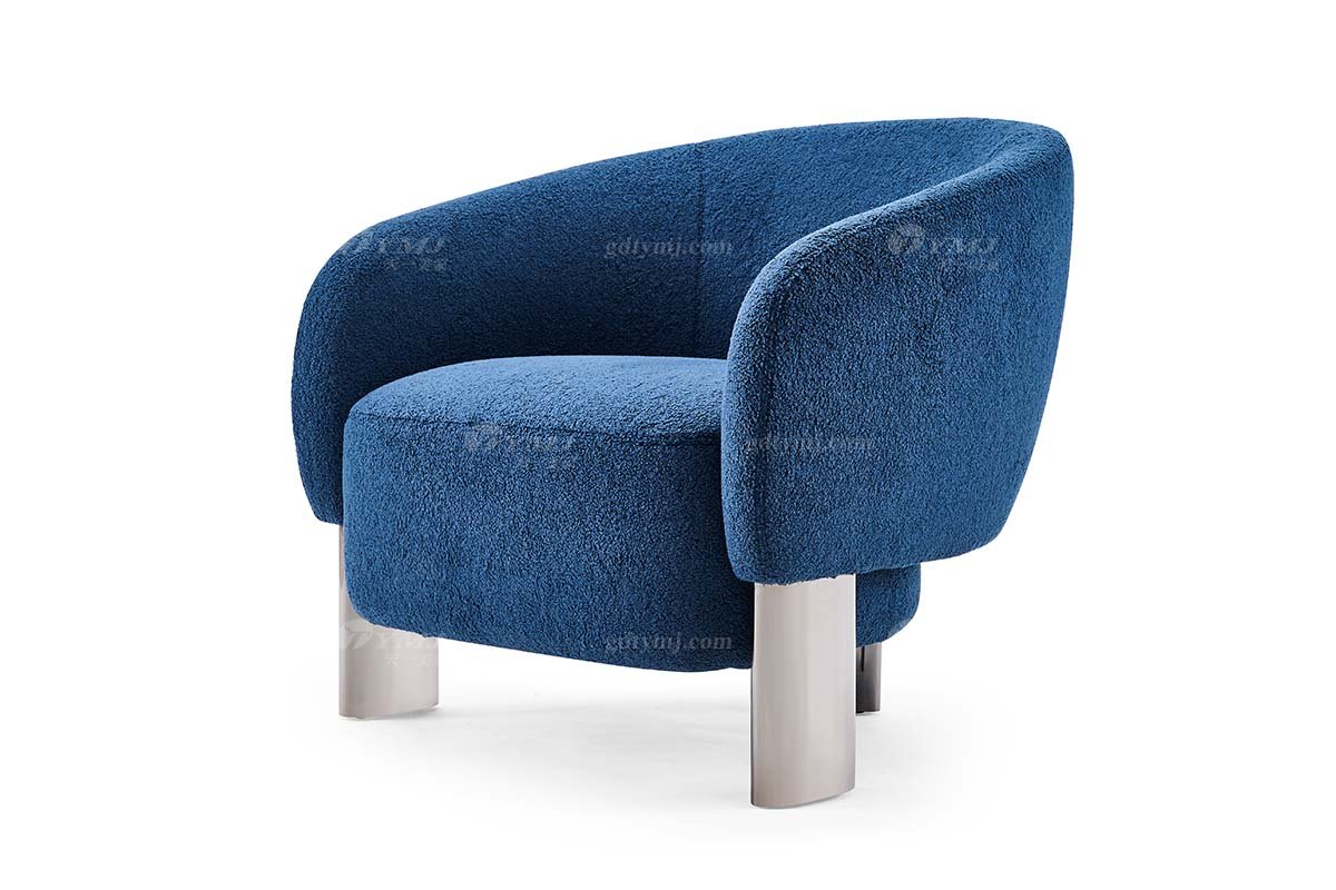 意式輕奢家具高端別墅會所大宅家用時尚舒適藍色絨布藝單位沙發(fā)休閑椅FB302CH（1）