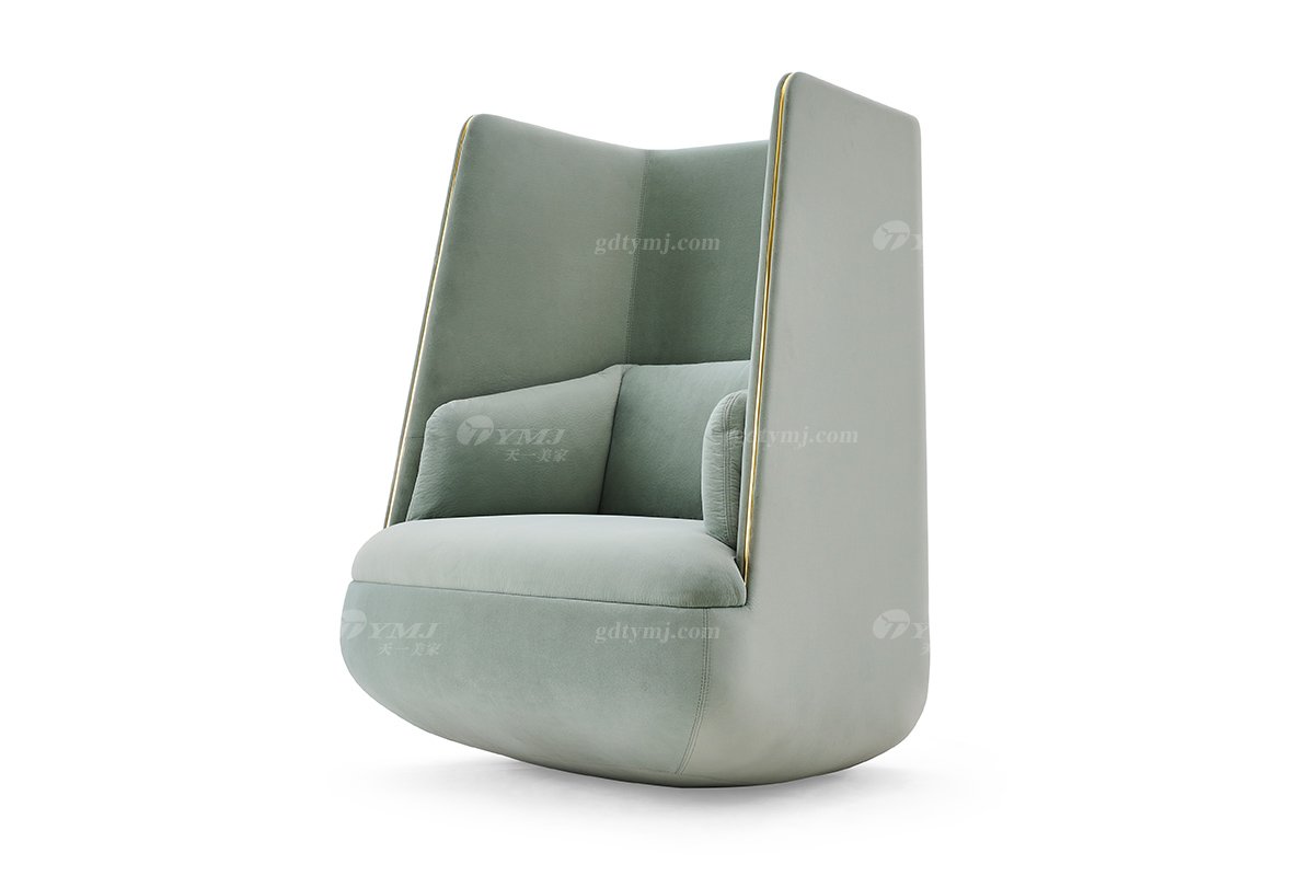 意式輕奢家具高端別墅會所大宅家用時尚創(chuàng)意淺綠皮藝不倒翁椅FB308CH（1）