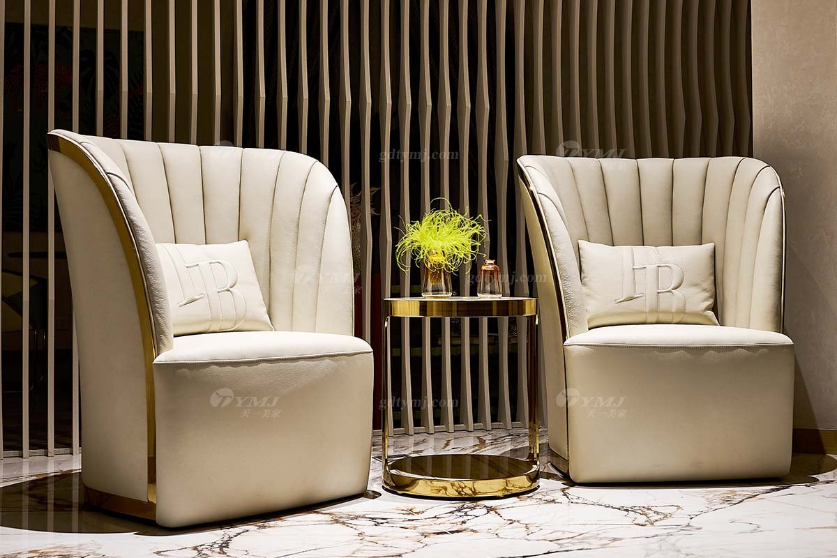 意式輕奢家具高端別墅會(huì)所大宅家用時(shí)尚舒適灰色全皮單椅休閑椅FB130CH場(chǎng)景