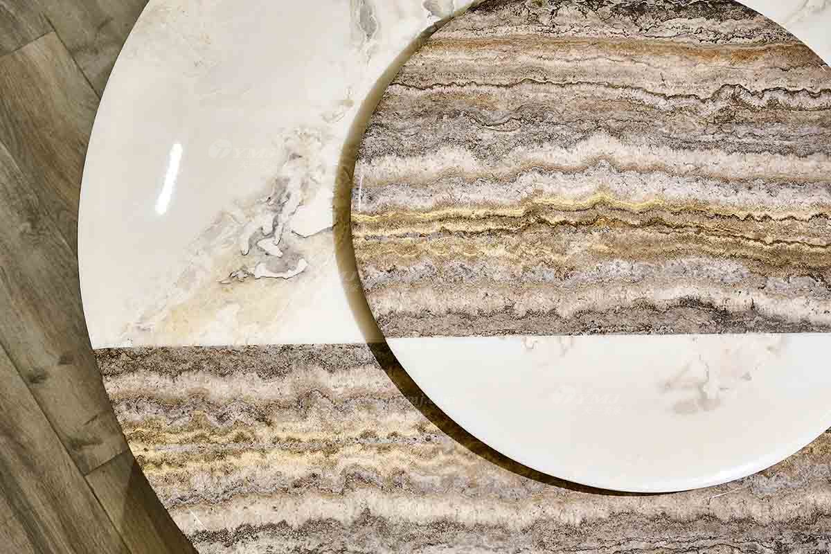 意式輕奢家具高端別墅會所大宅家用時(shí)尚創(chuàng)意大理石+鈦金屬圓餐臺FB118D25RL細(xì)節(jié)