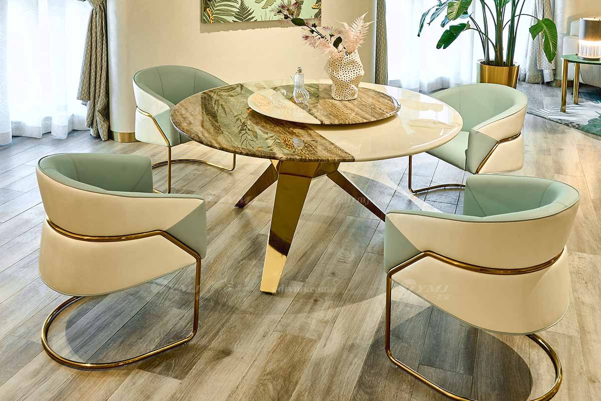 意式輕奢家具高端別墅會所大宅家用時(shí)尚奢華鈦金餐椅餐椅2