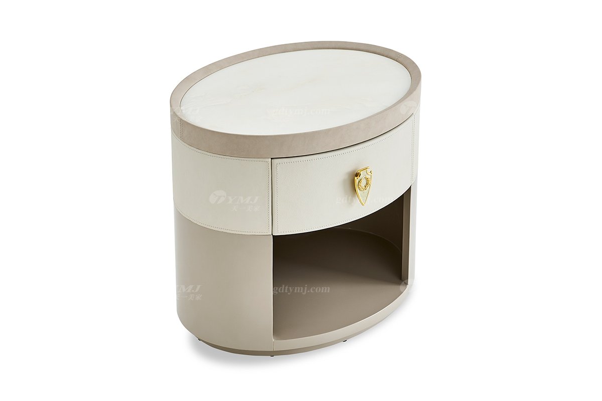 意式輕奢家具高端別墅會所豪宅家用時尚奢華天然大理石床頭柜123B22床頭柜1
