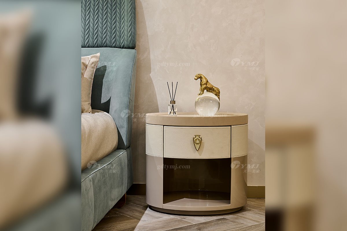 意式輕奢家具高端別墅會所豪宅家用時尚奢華天然大理石床頭柜123B22床頭柜2