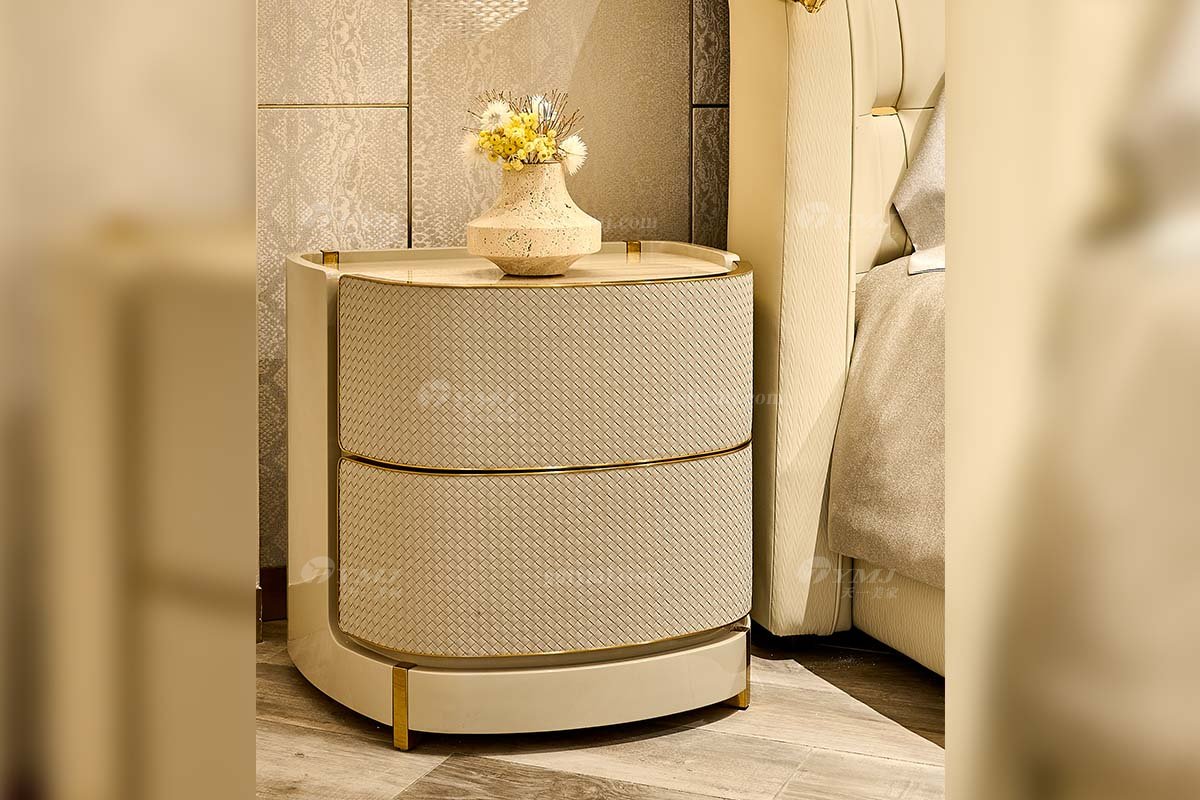 意式輕奢家具高端別墅會(huì)所豪宅家用時(shí)尚奢華天然大理石淺灰色床頭柜205B22B床頭柜3