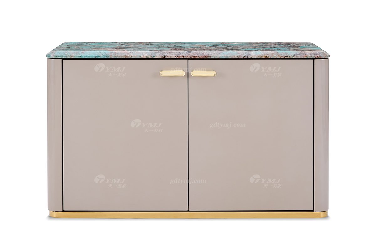 意式輕奢家具高端別墅會所豪宅家用時尚奢華天然大理石面小茶柜